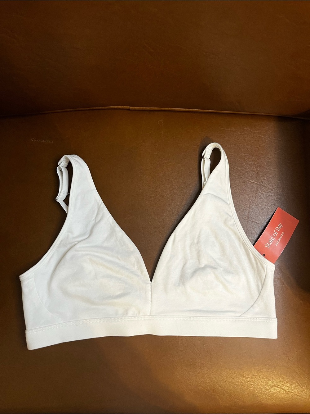 State of Day Women's Cotton Blend Bralette, Bright White Size L NWT